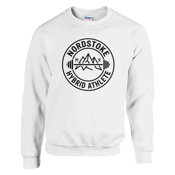 Nordstoke Badge Crewneck — Norse barbell emblem, front view