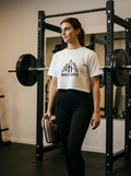 Nordstoke Built Cold Crop Tee — full-length gym lifestyle shot