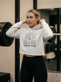Nordstoke Altitude Cropped Hoodie — full-length gym lifestyle shot