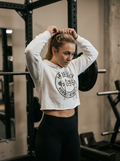 Nordstoke Badge Cropped Hoodie — full-length gym lifestyle shot